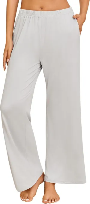 Ekouaer Pajama Pants for Women Soft Comfy Pajama Bottoms Casual Stretch Wide Leg Pants with Pockets