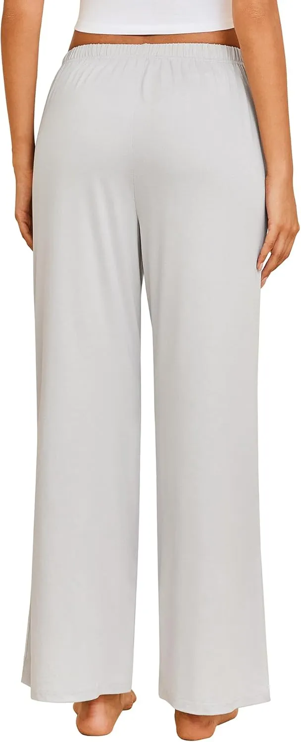 Ekouaer Pajama Pants for Women Soft Comfy Pajama Bottoms Casual Stretch Wide Leg Pants with Pockets