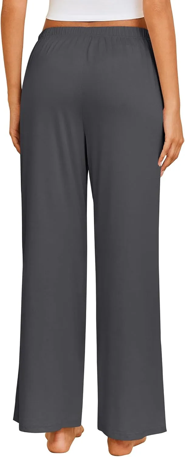 Ekouaer Pajama Pants for Women Soft Comfy Pajama Bottoms Casual Stretch Wide Leg Pants with Pockets