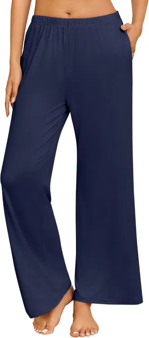 Ekouaer Pajama Pants for Women Soft Comfy Pajama Bottoms Casual Stretch Wide Leg Pants with Pockets