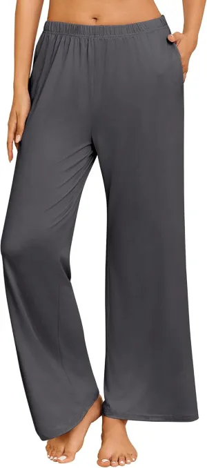 Ekouaer Pajama Pants for Women Soft Comfy Pajama Bottoms Casual Stretch Wide Leg Pants with Pockets
