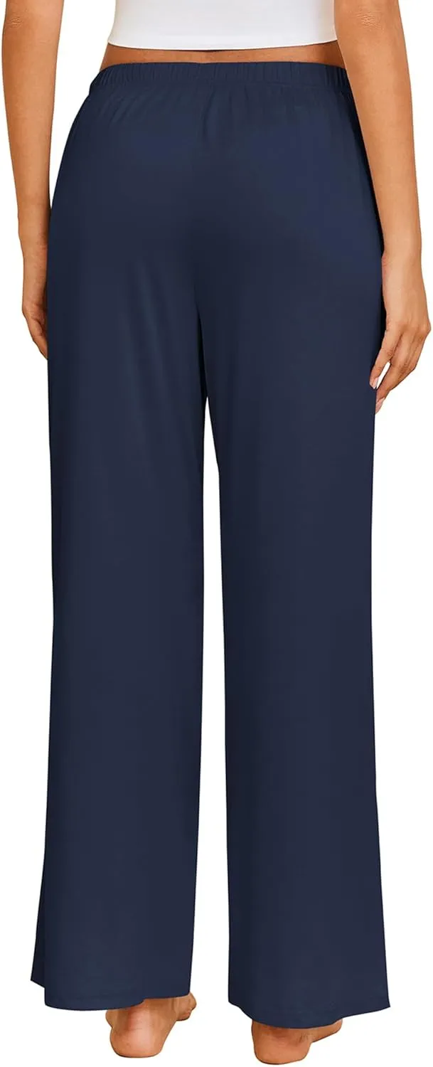 Ekouaer Pajama Pants for Women Soft Comfy Pajama Bottoms Casual Stretch Wide Leg Pants with Pockets