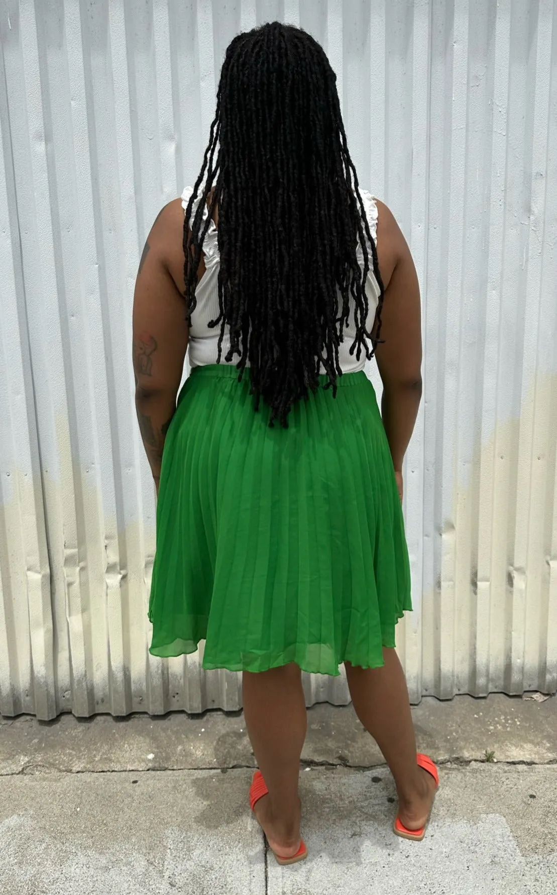 Elle Magazine Kelly Green Pleated Midi Skirt, Size XL