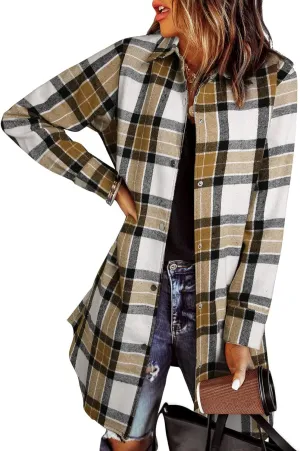 EVALESS Color Block Plaid Shacket Jacket Womens Fall Clothes Fashion Outfits