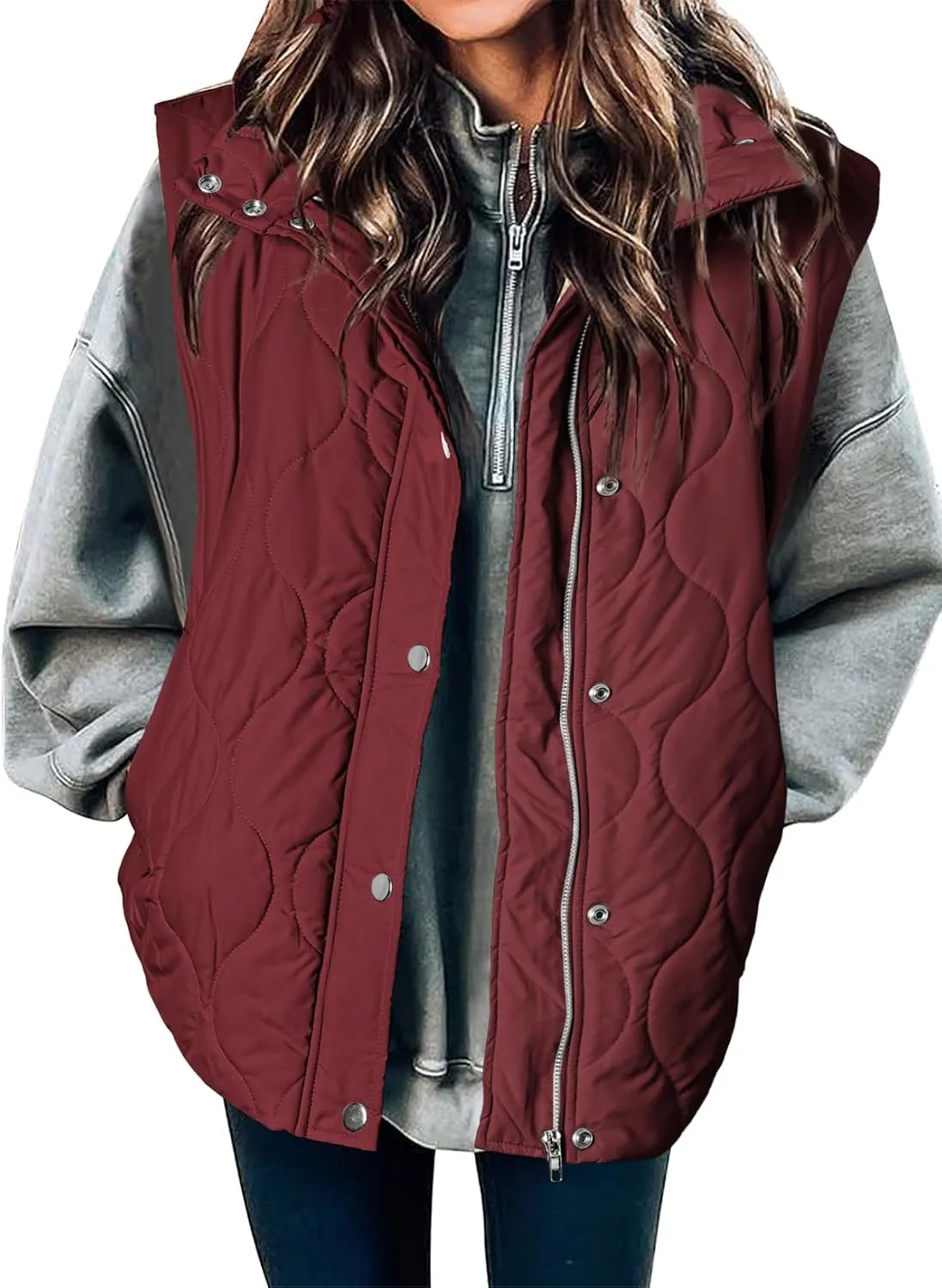EVALESS Cropped Puffer Vest Women Lightweight Quilted Stand Collar Sleeveless Jackets Fall Spring 2025 Button Zip Up Coat