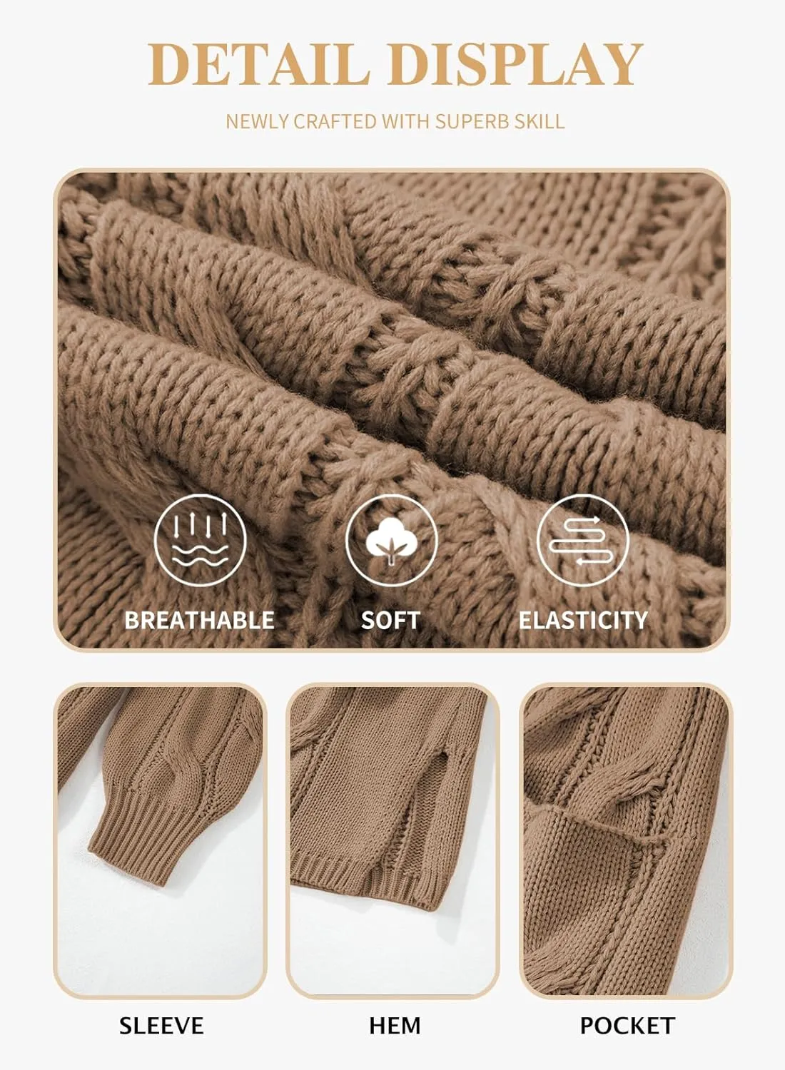 Eytino Plus Size Cardigans for Women Open Front Long Sleeves Lightweight Fall Sweaters with Pockets(1X-5X)