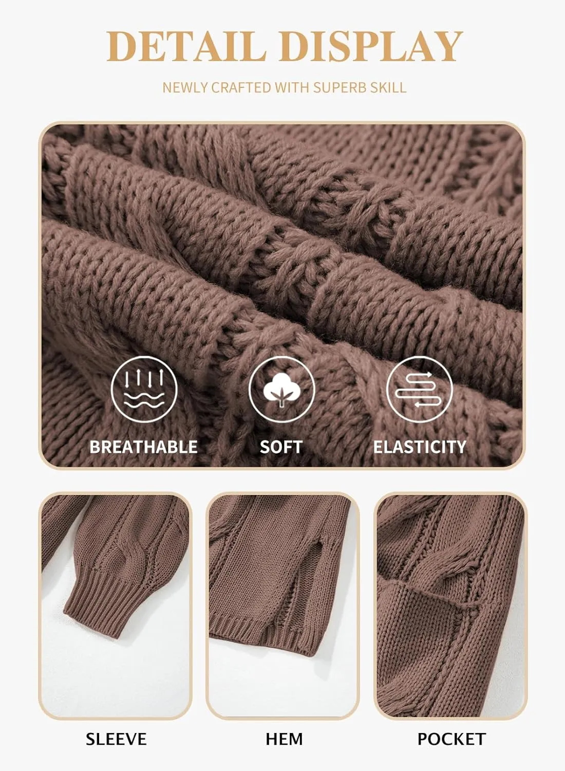 Eytino Plus Size Cardigans for Women Open Front Long Sleeves Lightweight Fall Sweaters with Pockets(1X-5X)
