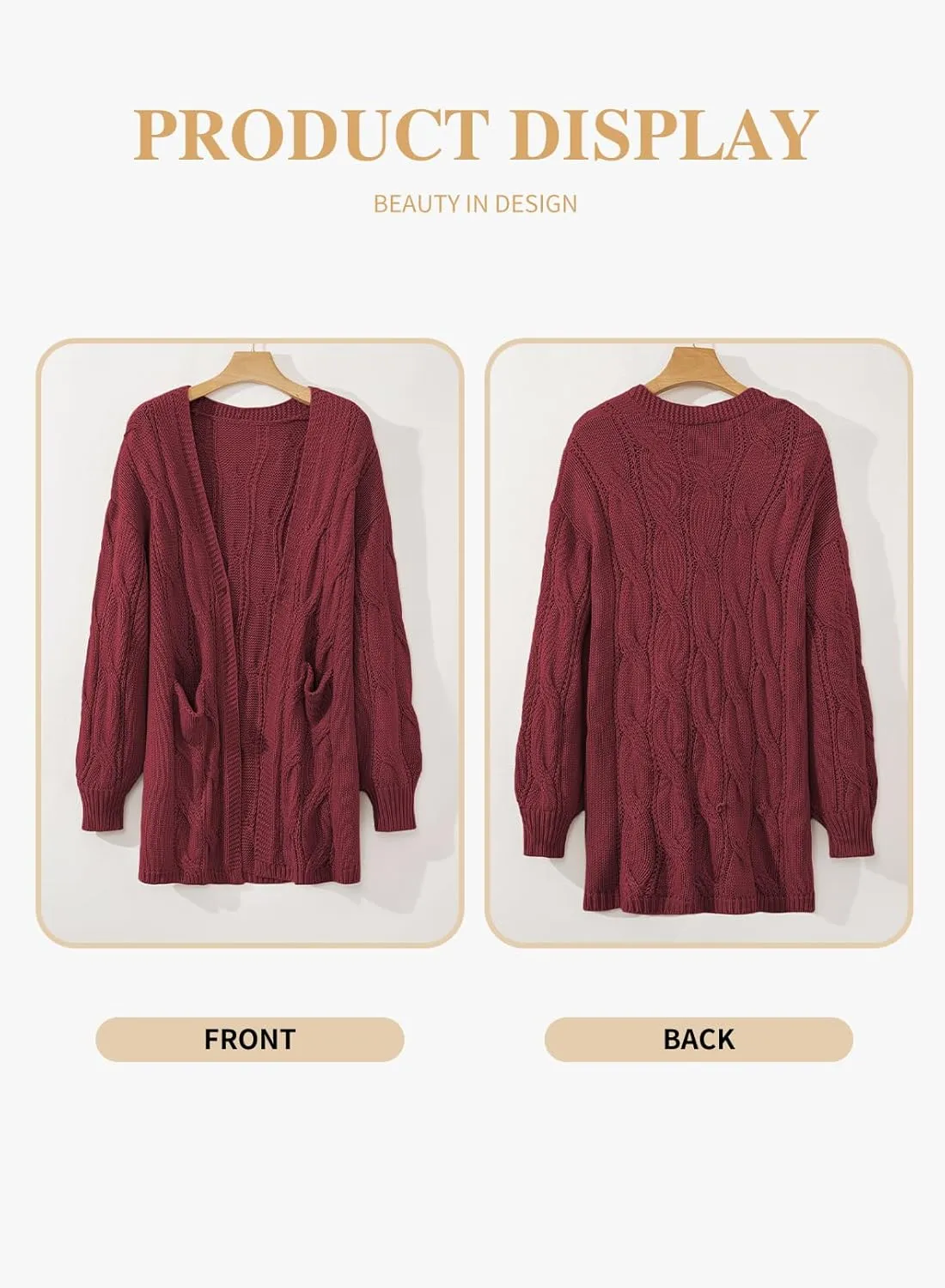 Eytino Plus Size Cardigans for Women Open Front Long Sleeves Lightweight Fall Sweaters with Pockets(1X-5X)