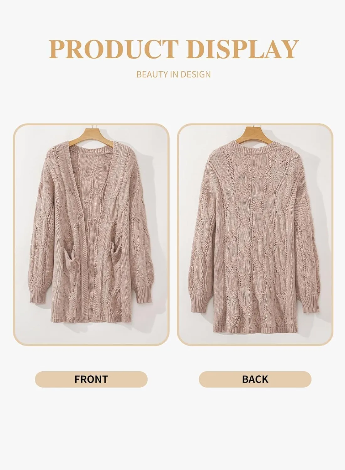 Eytino Plus Size Cardigans for Women Open Front Long Sleeves Lightweight Fall Sweaters with Pockets(1X-5X)