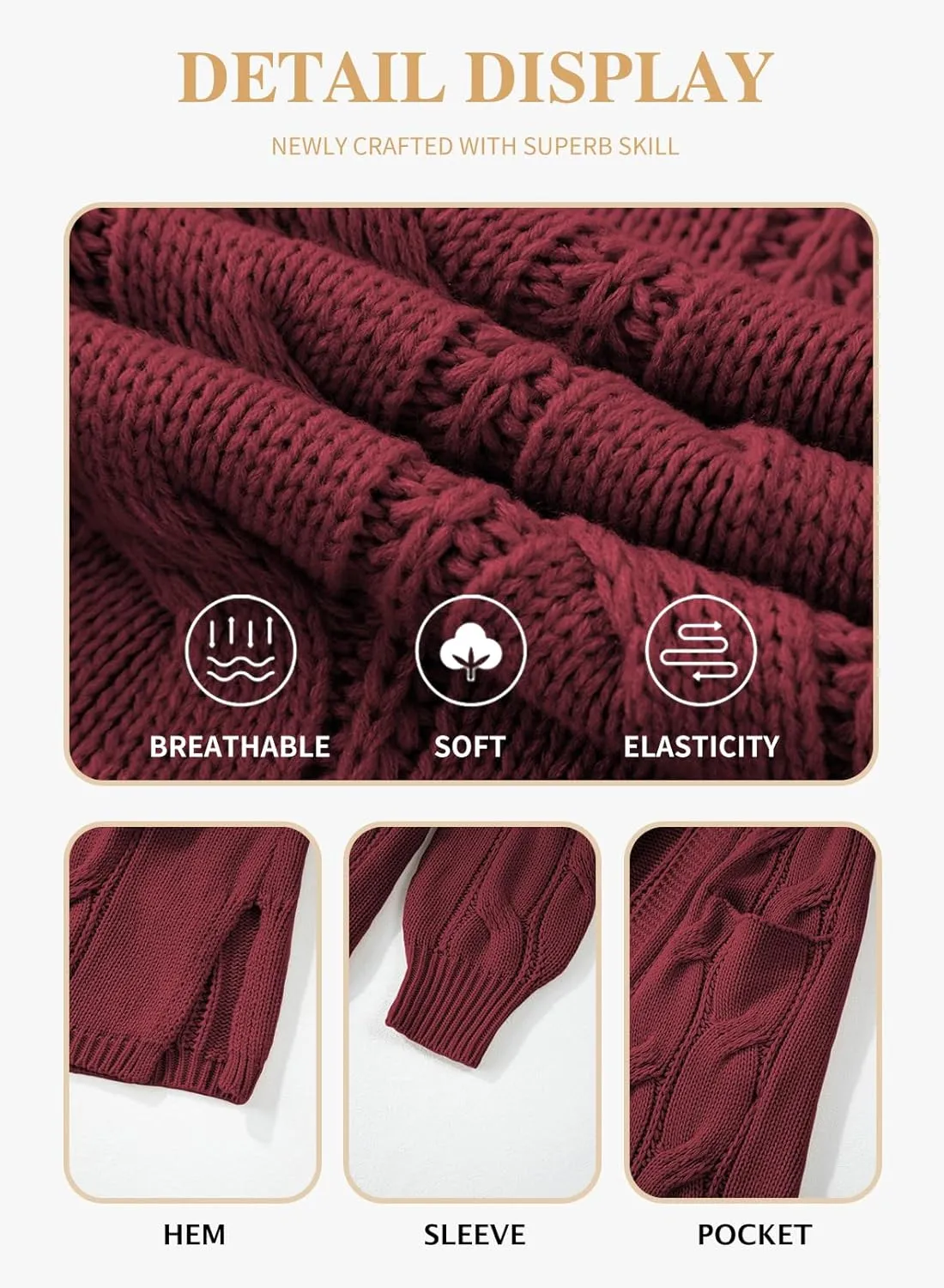 Eytino Plus Size Cardigans for Women Open Front Long Sleeves Lightweight Fall Sweaters with Pockets(1X-5X)
