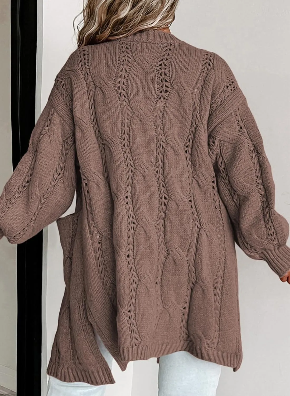 Eytino Plus Size Cardigans for Women Open Front Long Sleeves Lightweight Fall Sweaters with Pockets(1X-5X)