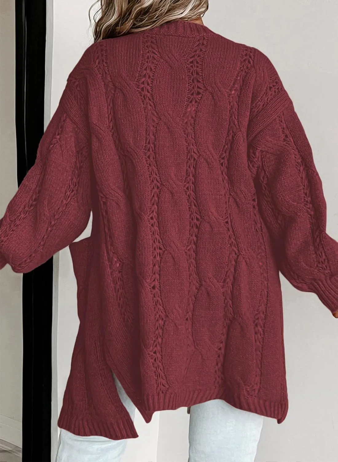 Eytino Plus Size Cardigans for Women Open Front Long Sleeves Lightweight Fall Sweaters with Pockets(1X-5X)