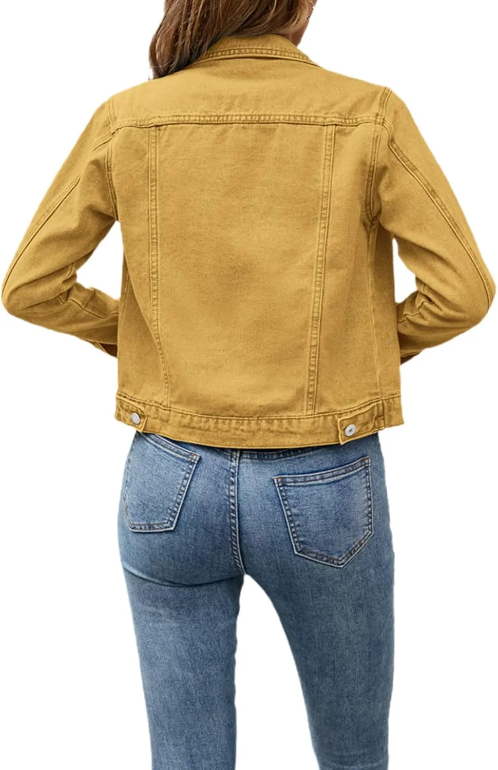 Fanvereka Jean Jackets for Women Fashion Casual Denim Jacket Long Sleeve Button Down Chest Pocket Coat