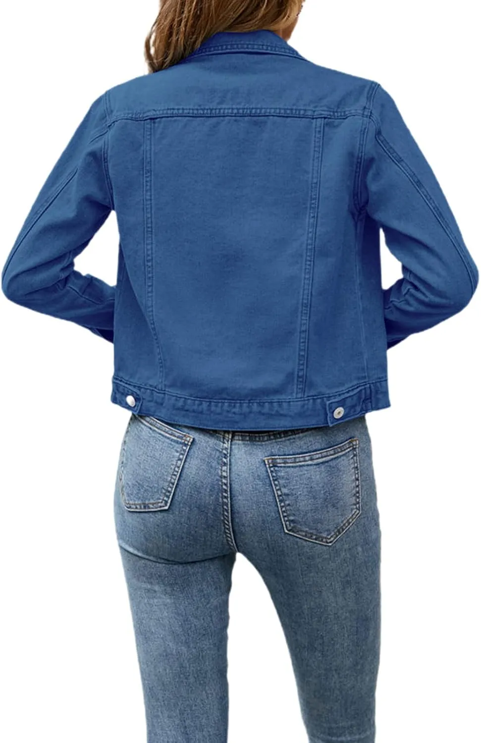 Fanvereka Jean Jackets for Women Fashion Casual Denim Jacket Long Sleeve Button Down Chest Pocket Coat