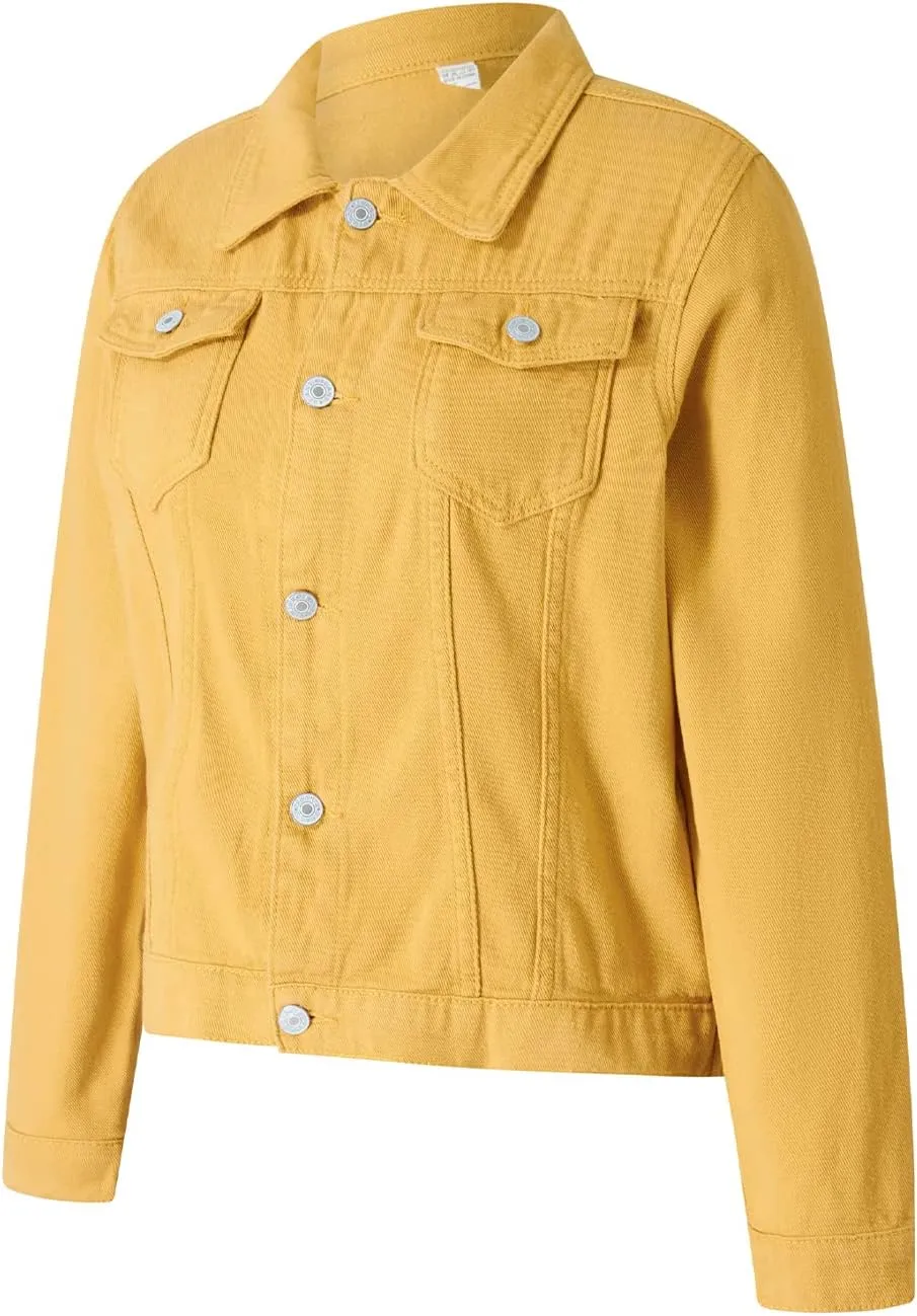 Fanvereka Jean Jackets for Women Fashion Casual Denim Jacket Long Sleeve Button Down Chest Pocket Coat