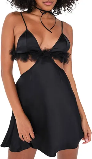 Faretumiya Women 's Ruffle Mini Dress Spaghetti Strap Sleeveless Y2k Going Out Bodycon Sling Sundress A-Line Cocktail Dress