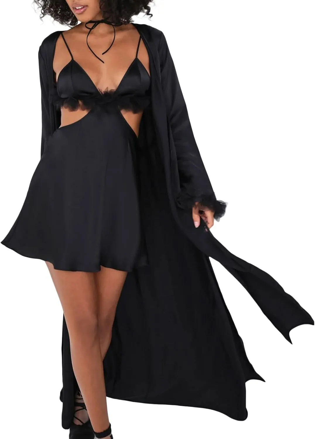 Faretumiya Women 's Ruffle Mini Dress Spaghetti Strap Sleeveless Y2k Going Out Bodycon Sling Sundress A-Line Cocktail Dress