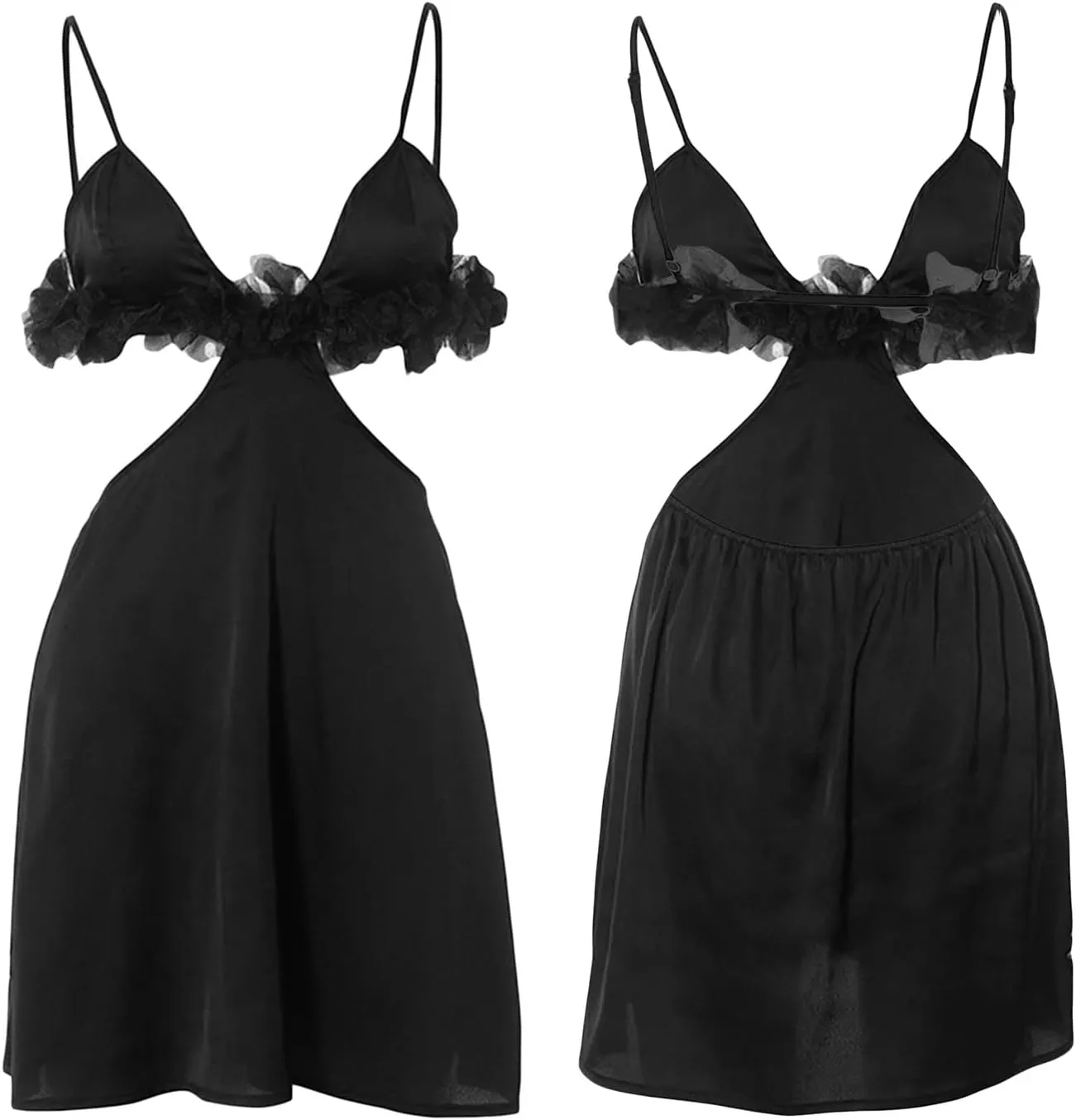 Faretumiya Women 's Ruffle Mini Dress Spaghetti Strap Sleeveless Y2k Going Out Bodycon Sling Sundress A-Line Cocktail Dress