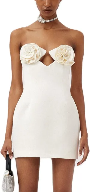 Faretumiya Women Tube Top Swing Mini Dress Strapless Sleeveless Backless Pleated Prom Short Dress Y2k A-Line Beach Sundress