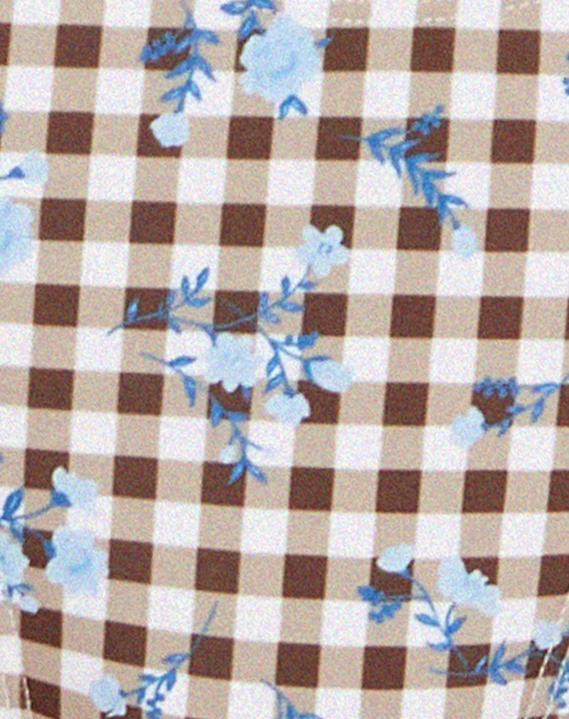 Farida Bikini Bottom in Floral Gingham Brown