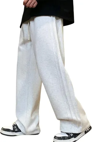 FCOOLYEET Mens Wide Leg Jogger Sweatpants Baggy Track Pants Athletic Drawstring Baggy Pants Streetwear