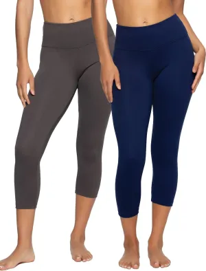 Felina Super Soft Sueded Womens Capri Leggings - Squat Proof & Breathable, Tummy Control Yoga Pants