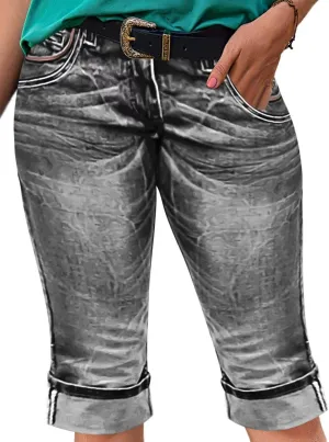 Flamingals Denim Short for Women Cuffed Hem Low Rise Bermuda Denim Shorts Raw Hem Denim Bermuda Shorts 2024 Trendy