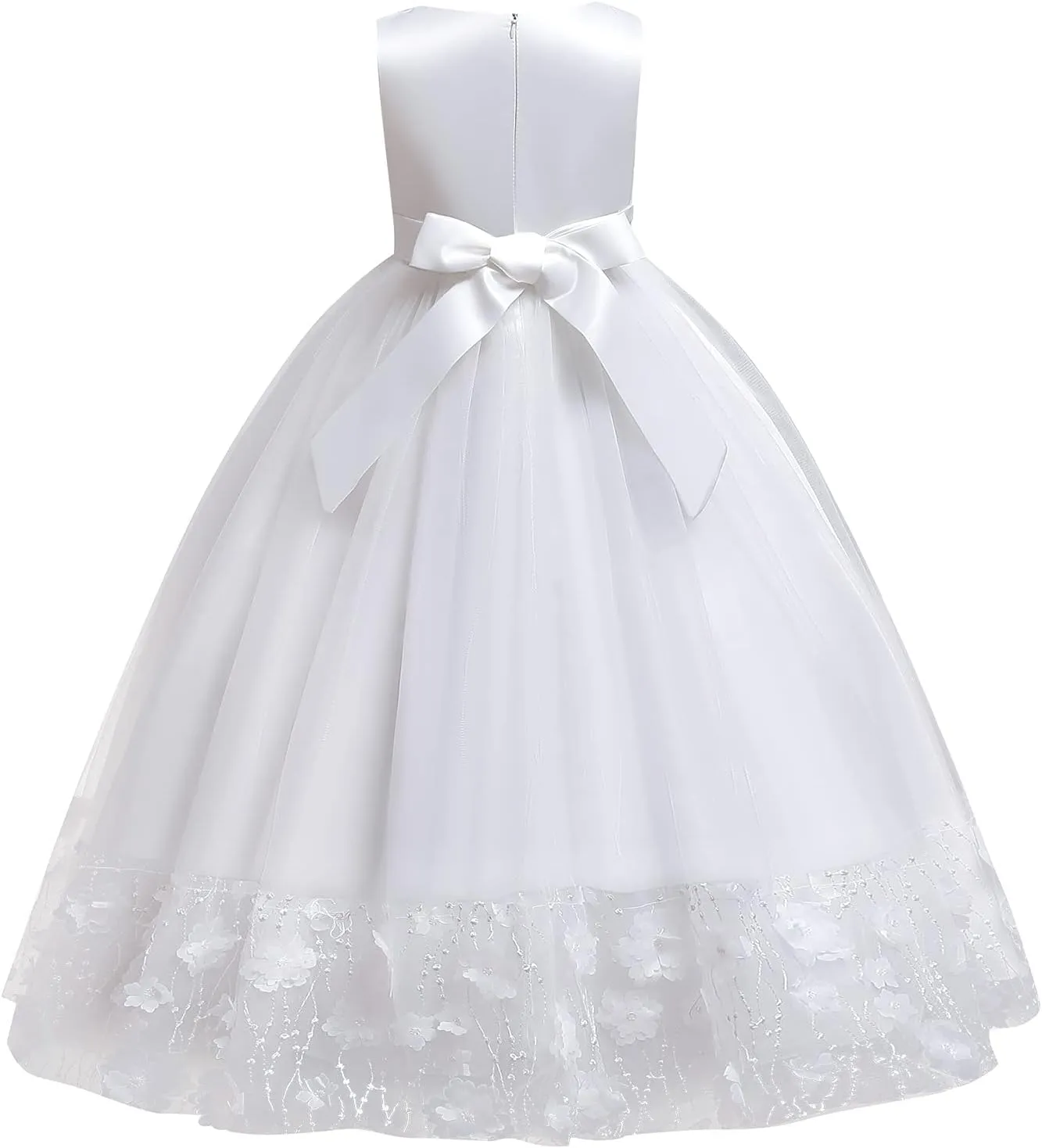 Flower Girls Vintage Lace Maxi Bridesmaid Dress Princess Birthday Wedding Party Tulle Pegeant Evening Formal Prom Dance Gown