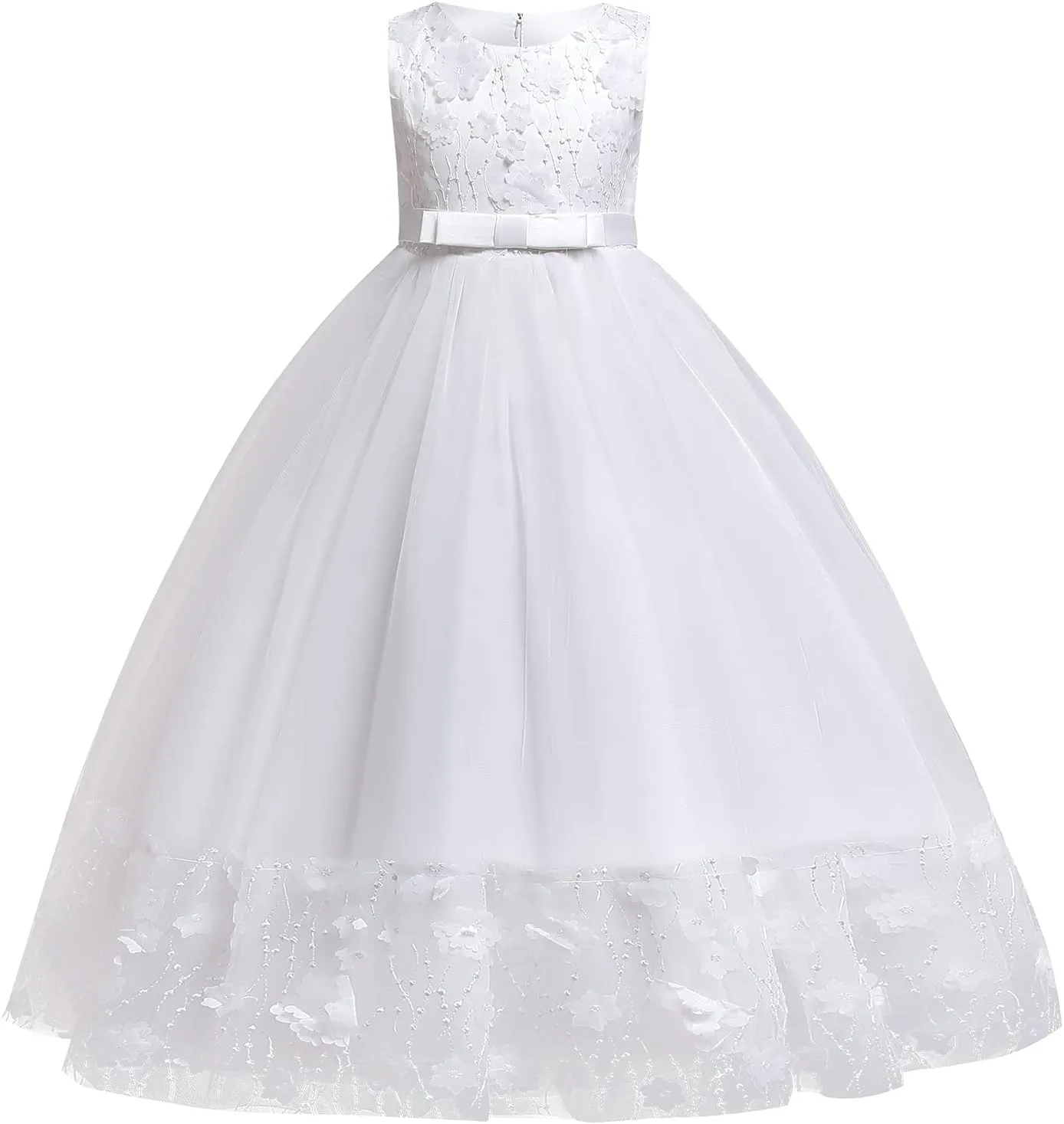 Flower Girls Vintage Lace Maxi Bridesmaid Dress Princess Birthday Wedding Party Tulle Pegeant Evening Formal Prom Dance Gown