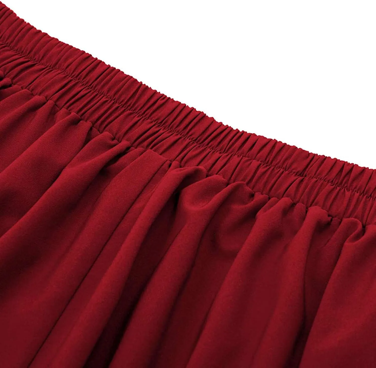 Flowy Pleated Midi Skirt for Women Elastic High Waist Summer Solid Color Retro Skirts Elegant Party Skirt