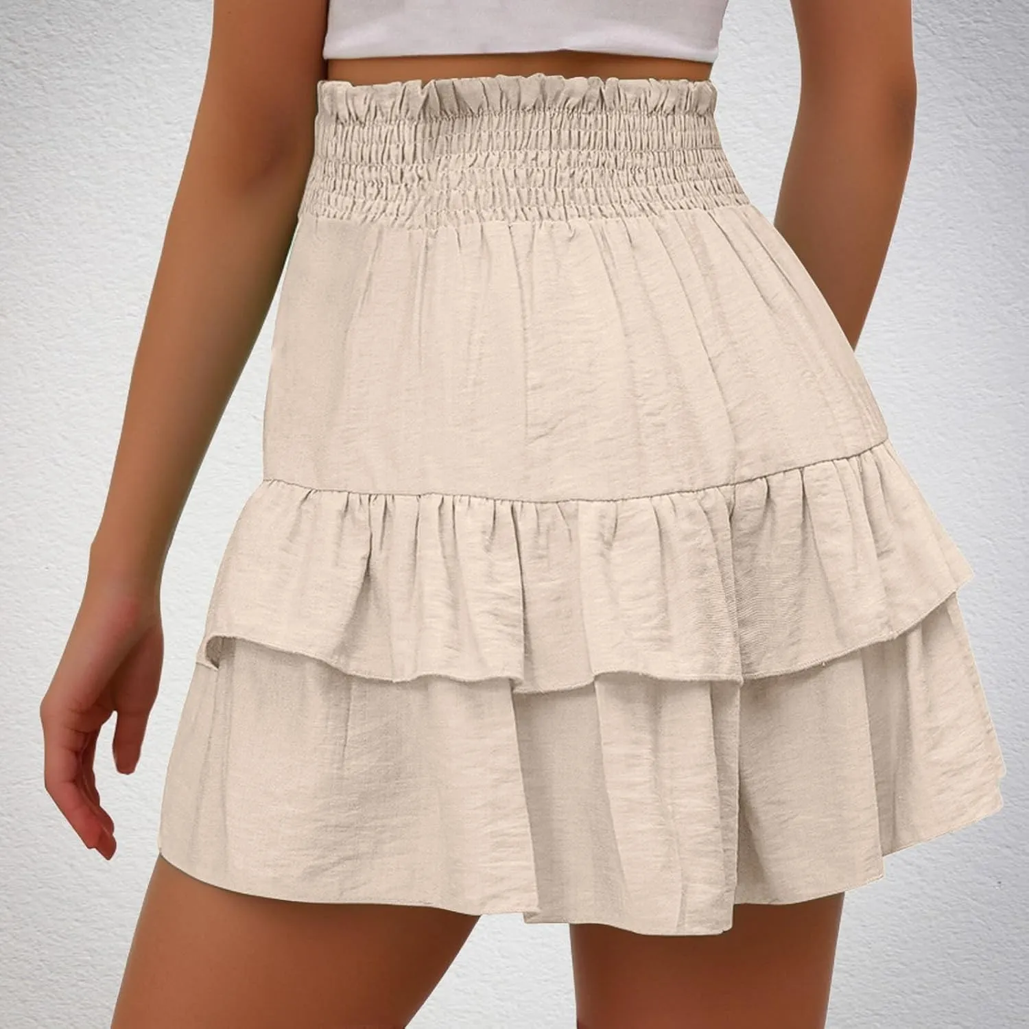 Flowy Shorts for Women Casual Boho Ruffle Tiered Skorts Summer 2025 High Waist Y2K Mini Skirts Golf Tennis Shorts