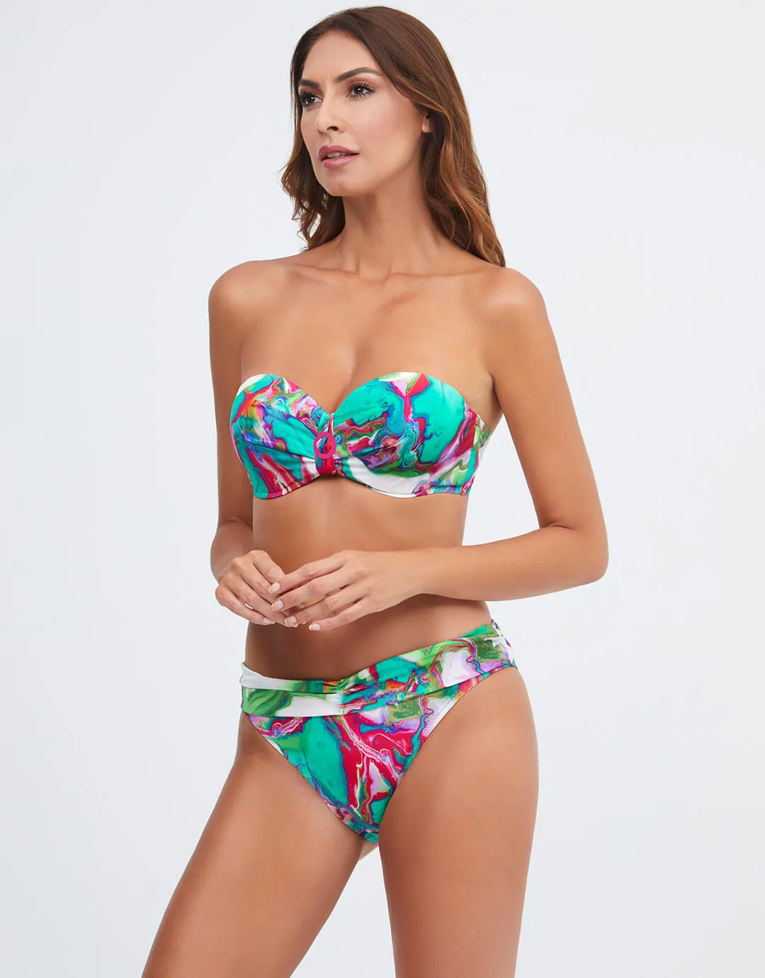 Frida Bandeau Bikini Top - Green Marble