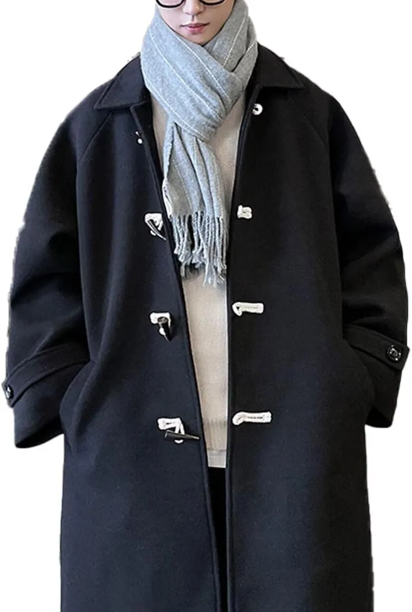 FTIMILD Mens Trench Coat Single Breasted Long Coat with Detachable Hood Winter Warm Coat Outerwear PeaCoat