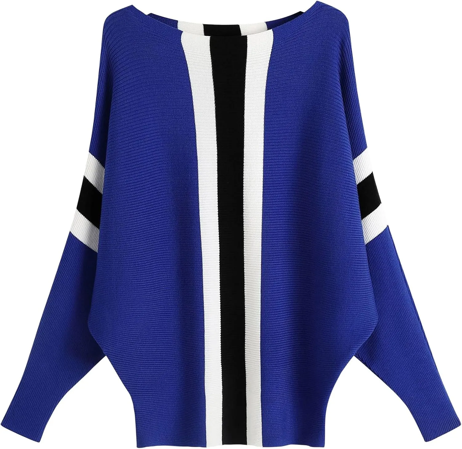 FULIER Women Oversized Boat Neck Batwing Sleeves Dolman Knitted Sweaters Lightweight Pullovers Tops One Size