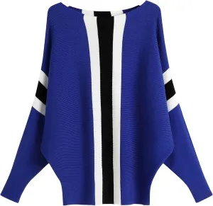 FULIER Women Oversized Boat Neck Batwing Sleeves Dolman Knitted Sweaters Lightweight Pullovers Tops One Size