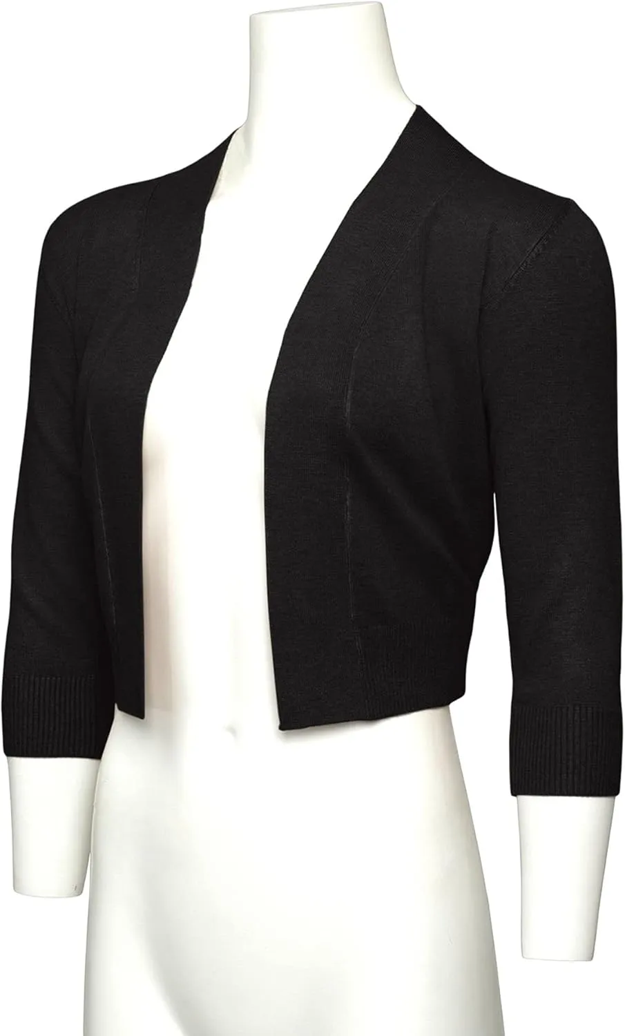 G-Style USA Women's 3/4 Sleeve Open Front Lightweight Cropped Shrug Cardigans Sweaters (S-XL)
