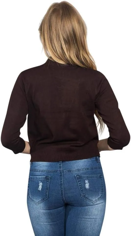 G-Style USA Women's 3/4 Sleeve Open Front Lightweight Cropped Shrug Cardigans Sweaters (S-XL)