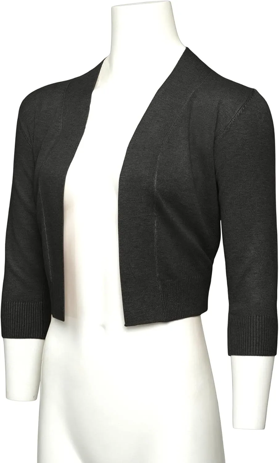 G-Style USA Women's 3/4 Sleeve Open Front Lightweight Cropped Shrug Cardigans Sweaters (S-XL)