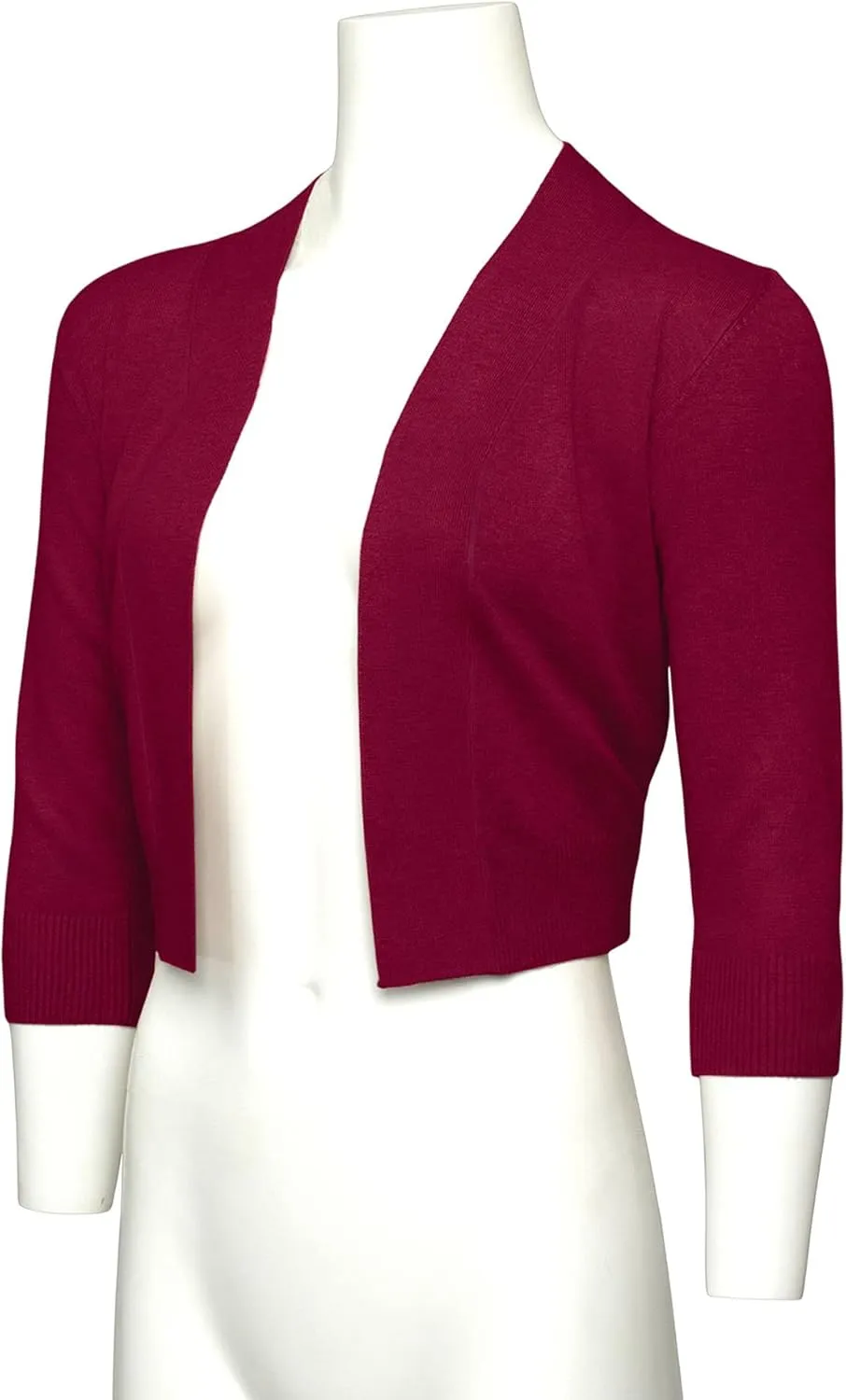 G-Style USA Women's 3/4 Sleeve Open Front Lightweight Cropped Shrug Cardigans Sweaters (S-XL)