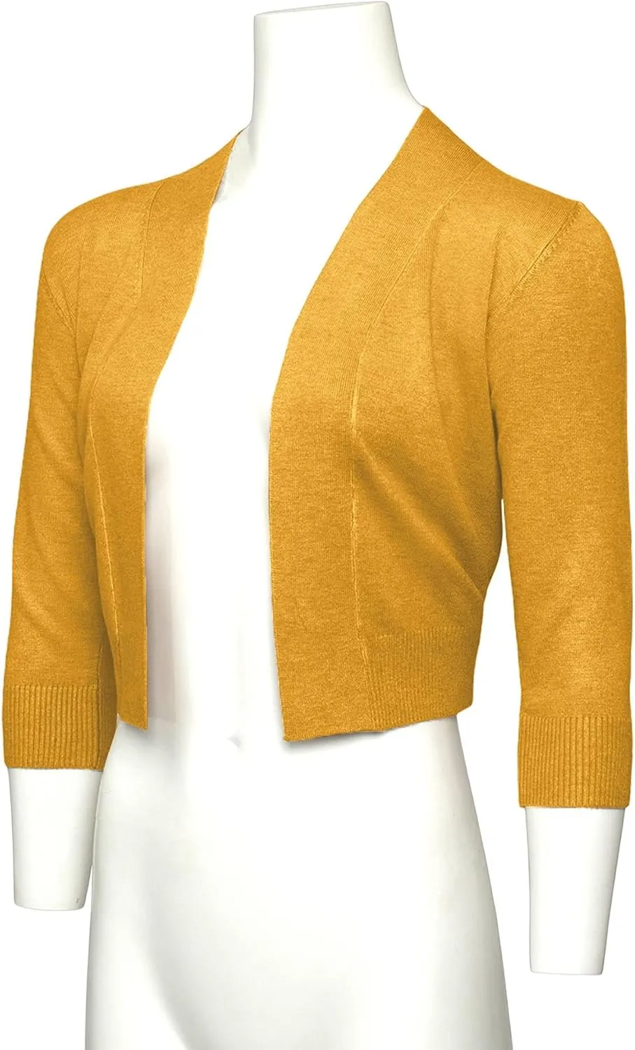 G-Style USA Women's 3/4 Sleeve Open Front Lightweight Cropped Shrug Cardigans Sweaters (S-XL)