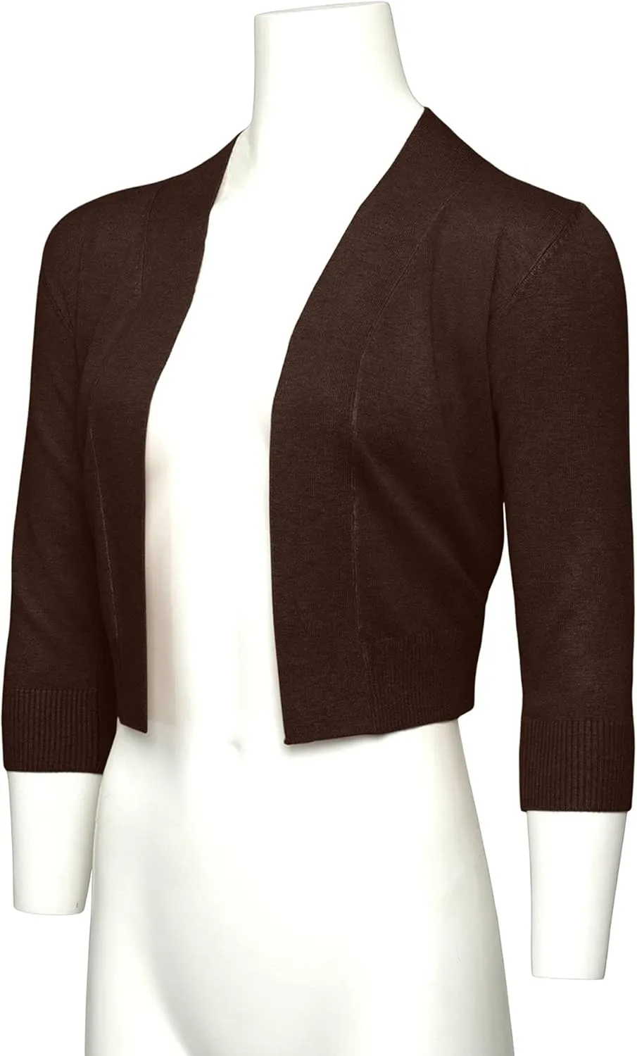 G-Style USA Women's 3/4 Sleeve Open Front Lightweight Cropped Shrug Cardigans Sweaters (S-XL)