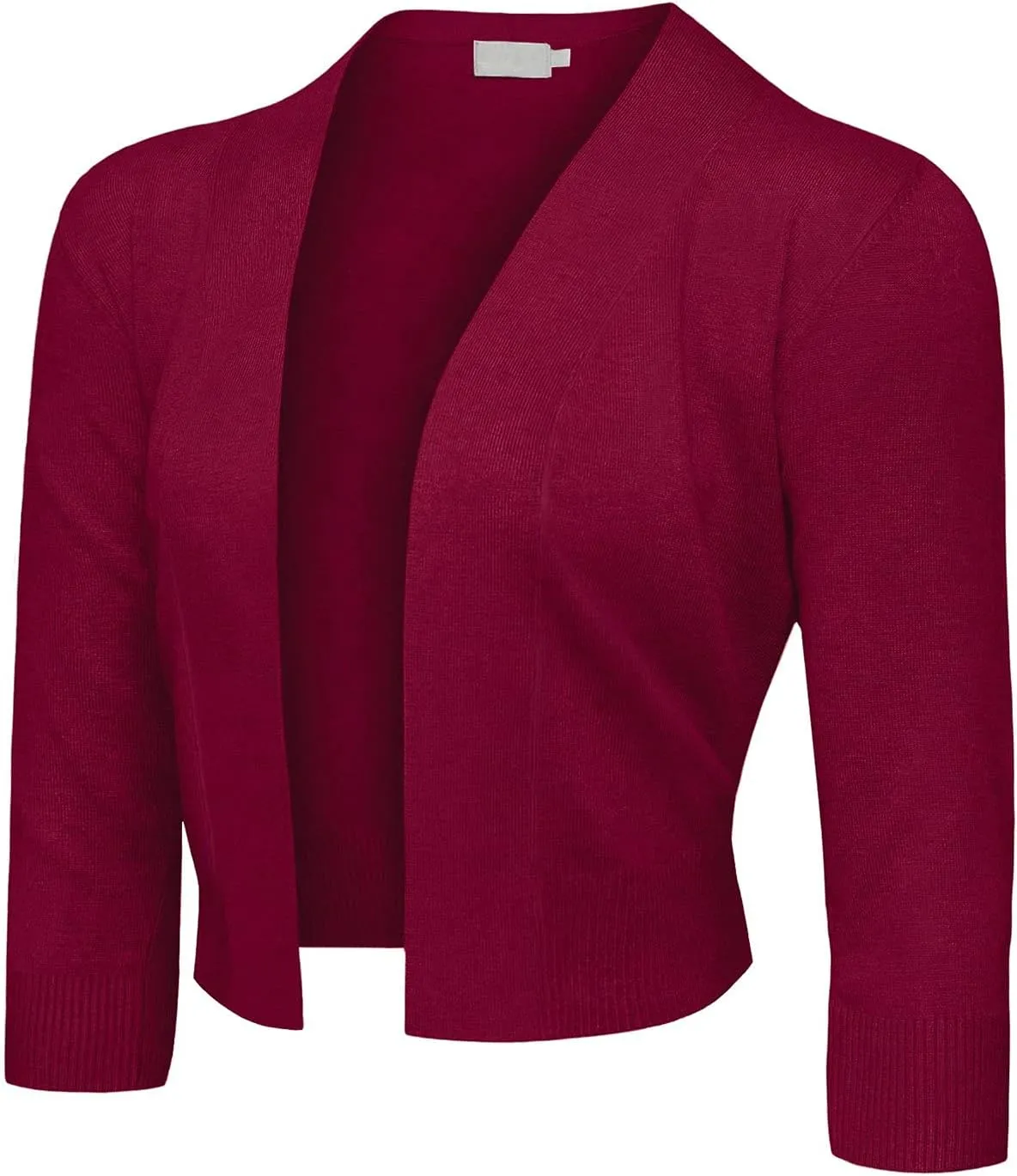 G-Style USA Women's 3/4 Sleeve Open Front Lightweight Cropped Shrug Cardigans Sweaters (S-XL)