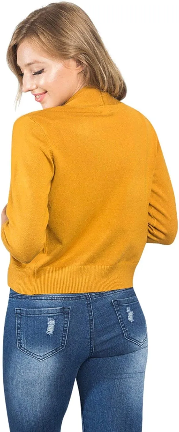G-Style USA Women's 3/4 Sleeve Open Front Lightweight Cropped Shrug Cardigans Sweaters (S-XL)