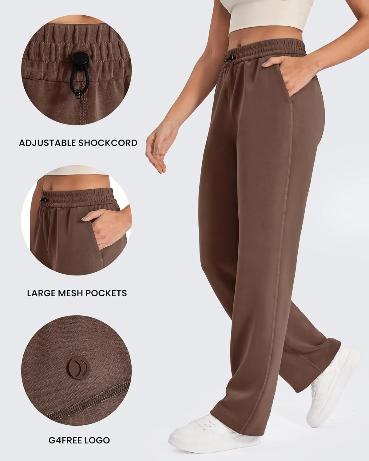 G4Free Smoofit Wide Leg Sweatpants Yoga Pants with Pockets Drawcord Casual Lounge Pants Modal Soft Petite/Regular/Tall