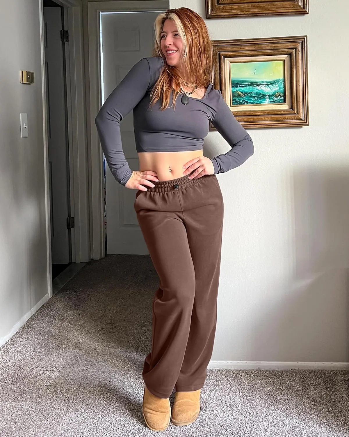 G4Free Smoofit Wide Leg Sweatpants Yoga Pants with Pockets Drawcord Casual Lounge Pants Modal Soft Petite/Regular/Tall