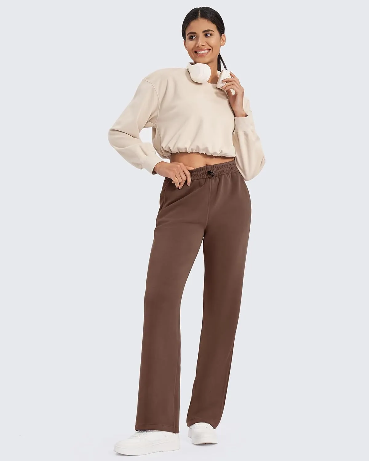 G4Free Smoofit Wide Leg Sweatpants Yoga Pants with Pockets Drawcord Casual Lounge Pants Modal Soft Petite/Regular/Tall