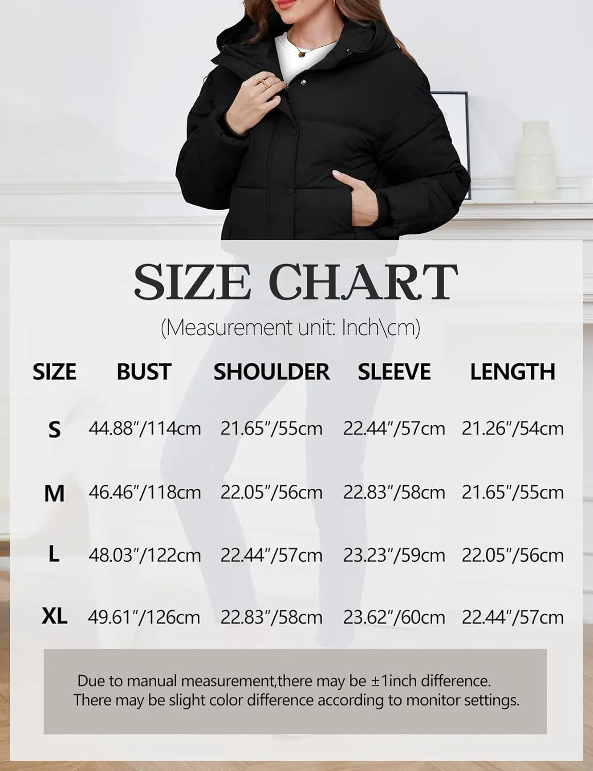 Gihuo Women's Cropped Puffer Jacket Zip Up Hooded Quilted Jackets Winter Short Padded Coat Outerwear