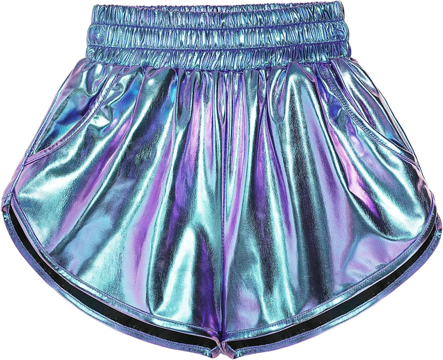 Girls Metallic Shiny Shorts Sparkly Rave Dance Party Hot Short Pants