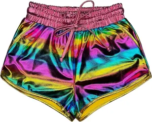 Girls Metallic Shorts Sparkle Hot Pants Shiny Dance Outfits Atletic Short Pants