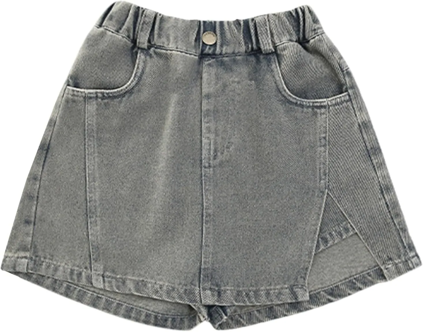 Girls Side Slit High-Waisted Jean Skorts 2025 Trendy Stretchy Cargo Skirt Kids Aesthetic Vintage Skirts Shorts